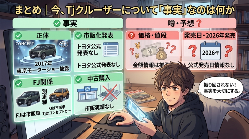 まとめ|今、Tjクルーザーについて「事実」なのは何か