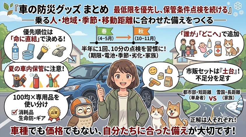 まとめ──最低限を優先し、保管条件を守り、点検を続ける