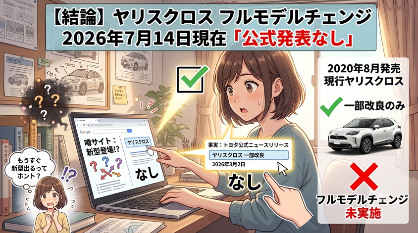 【結論】ヤリスクロス フルモデルチェンジは公式発表済みか(2026年7月14日時点)