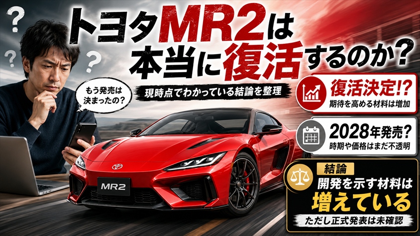 トヨタMR2は本当に復活するのか?現時点でわかっている結論を整理