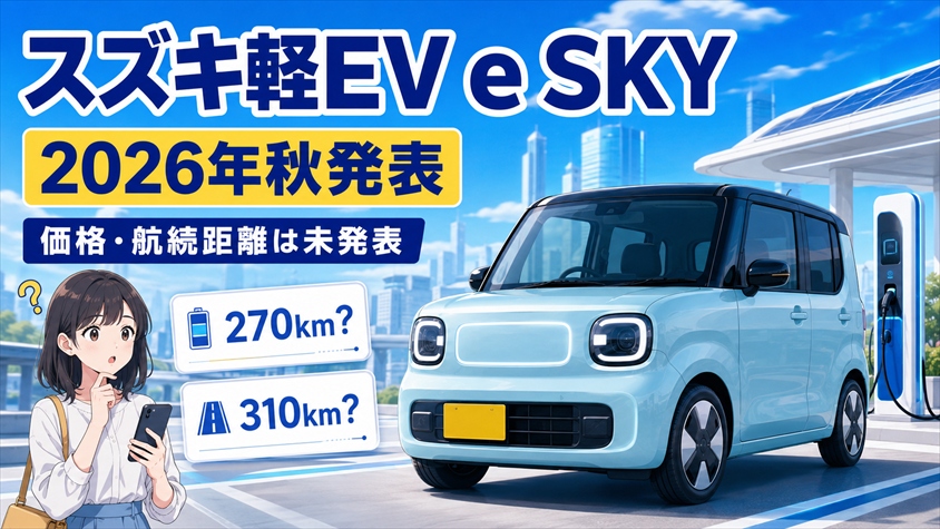 スズキ軽EV「e SKY」は2026年秋発表｜価格・航続距離の最新情報