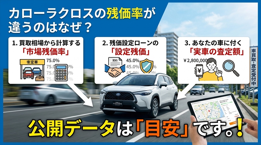 カローラクロスの残価率【3年後・5年後】相場と売却タイミングを解説