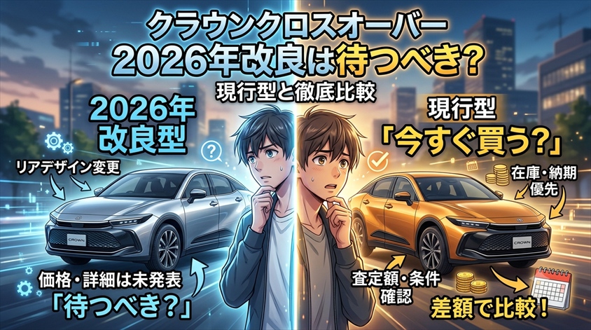 クラウンクロスオーバー2026年改良は待つべき?現行型と徹底比較