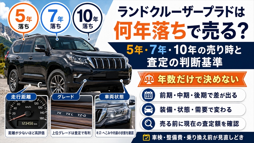 ランドクルーザープラドは何年落ちで売る?5年・7年・10年の売り時と査定の判断基準