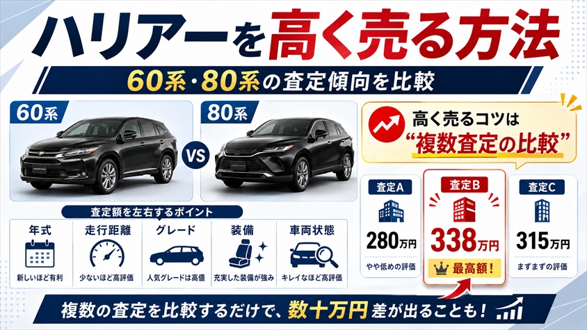 ハリアーを高く売る方法とは?60系・80系の査定傾向を比較して解説