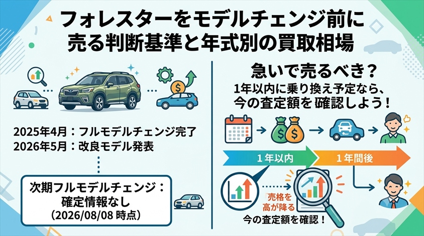 フォレスターをモデルチェンジ前に売る判断基準と年式別の買取相場