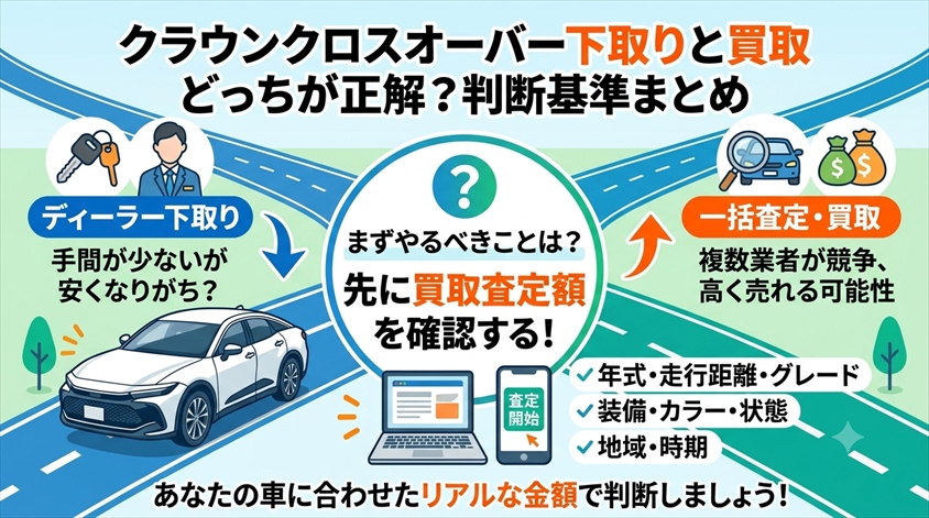 クラウンクロスオーバー下取りと買取どっちが正解?判断基準まとめ