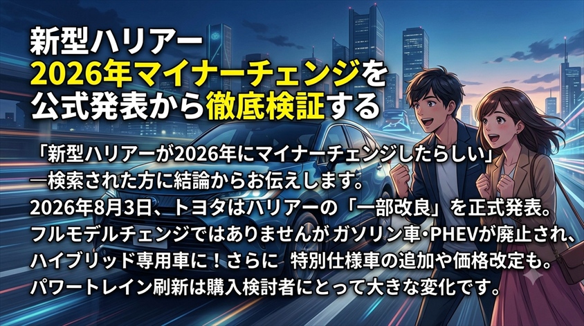 新型ハリアー2026年マイナーチェンジを公式発表から徹底検証する