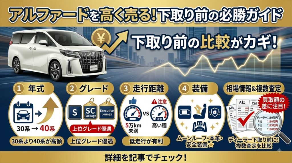 アルファードを高く売る方法とは?下取り前に確認すべき5つの条件