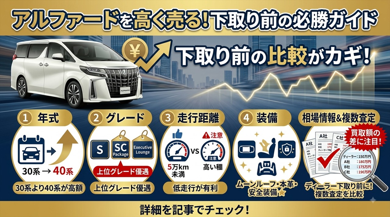 アルファードを高く売る方法とは?下取り前に確認すべき5つの条件