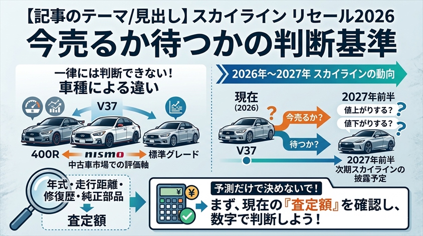 スカイライン リセール2026 今売るか待つかの判断基準