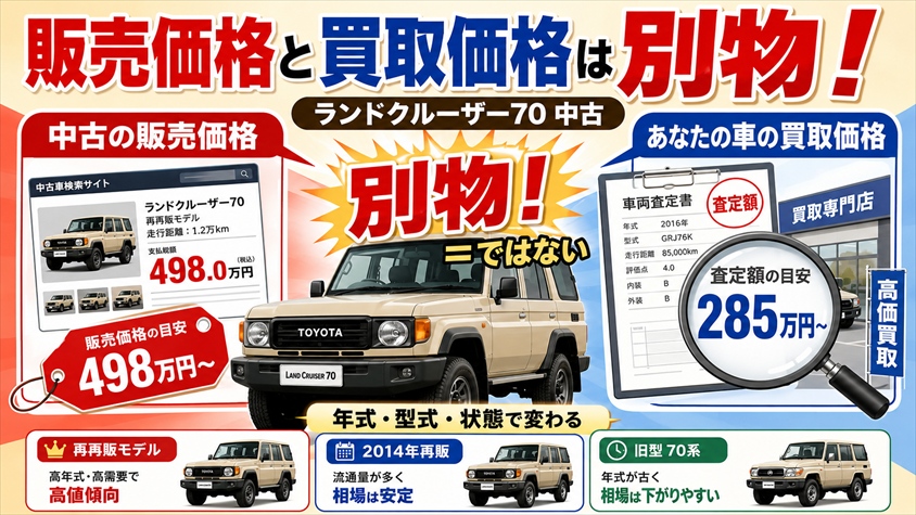ランドクルーザー70 中古の販売価格と買取価格は別物、その理由とは
