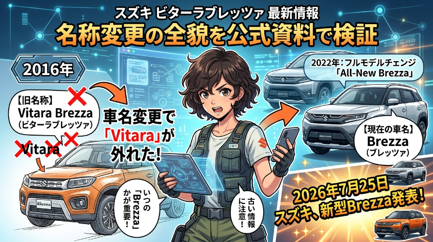 スズキビターラブレッツァ最新情報|名称変更の全貌を公式資料で検証
