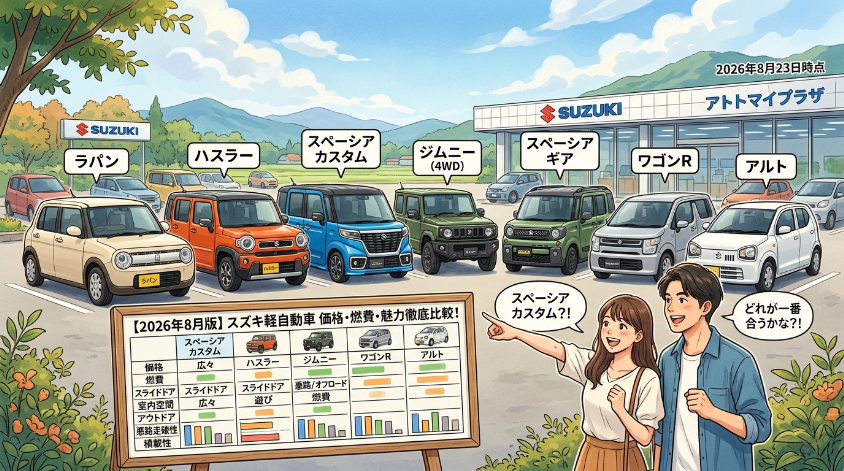 スズキ軽自動車一覧【2026年8月版】価格・燃費を比較