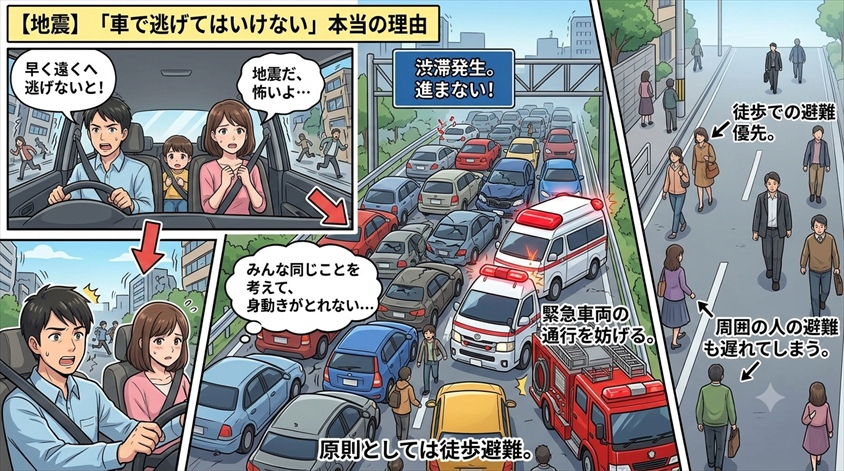 地震で「車で逃げてはいけない」と言われる本当の理由と例外を解説