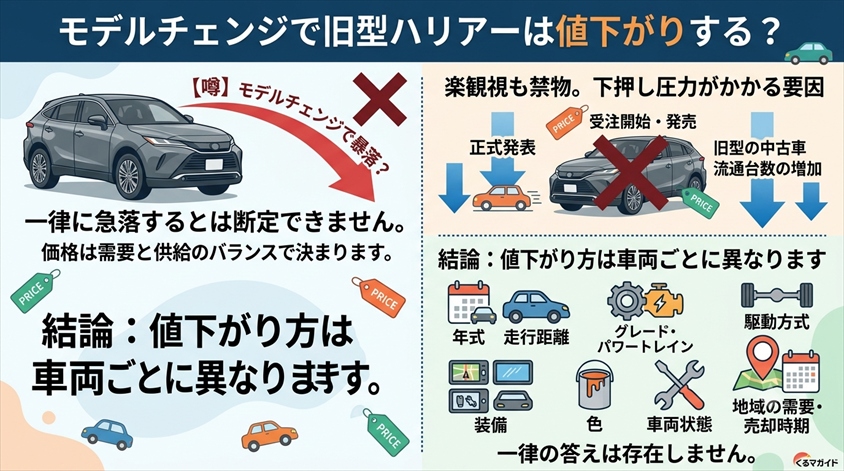 .モデルチェンジで旧型ハリアーは値下がりする？先に結論から