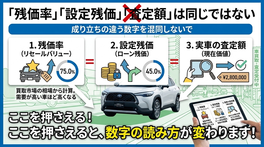 「残価率」「設定残価」「査定額」は同じではない