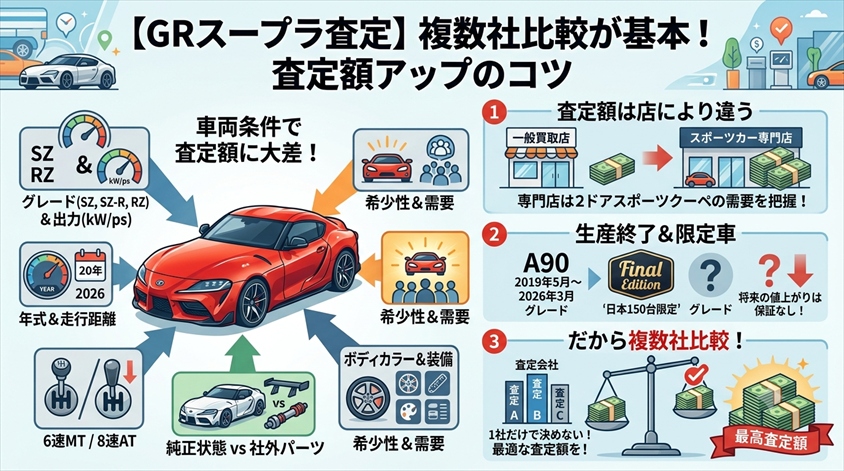 GRスープラの査定はどこがおすすめ?まず複数社比較が基本