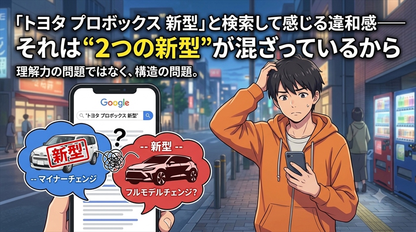「トヨタ プロボックス 新型」と検索して感じる違和感——それは“2つの新型”が混ざっているから