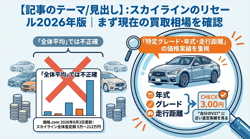 スカイラインのリセール2026年版｜まず現在の買取相場を確認