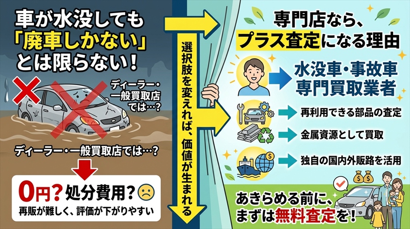 車が水没しても「廃車しかない」とは限らない