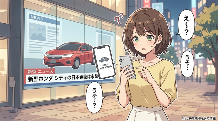 新型ホンダ シティの日本発売は2026年8月時点で未発表
