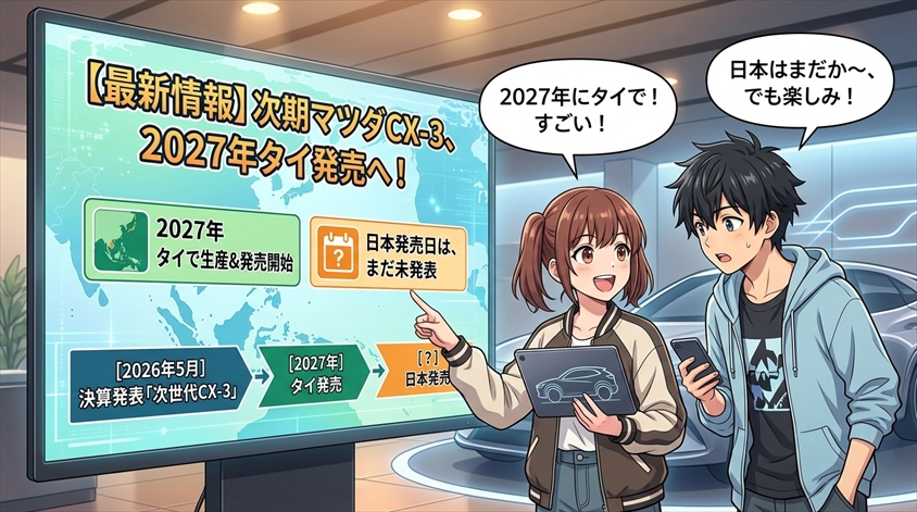 【最新情報】次期マツダCX-3は2027年タイ発売へ｜日本発売日はまだ未発表