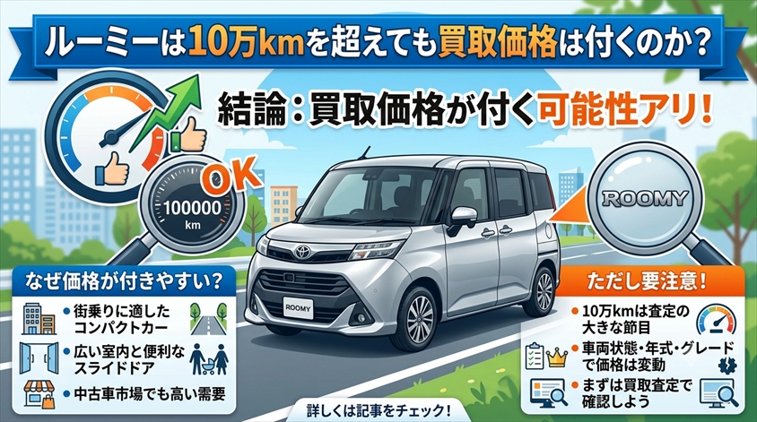 ルーミーは10万kmを超えても買取価格は付くのか