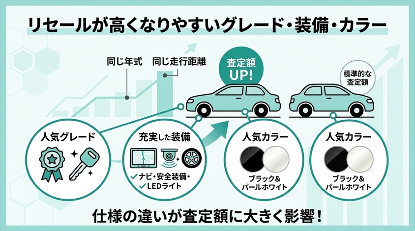 リセールが高くなりやすいグレード・装備・カラー
