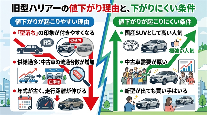 旧型ハリアーが値下がりする理由と、下がりにくい条件