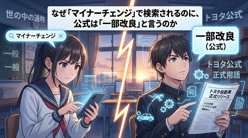 なぜ"マイナーチェンジ"で検索されるのに、公式は"一部改良"と言うのか