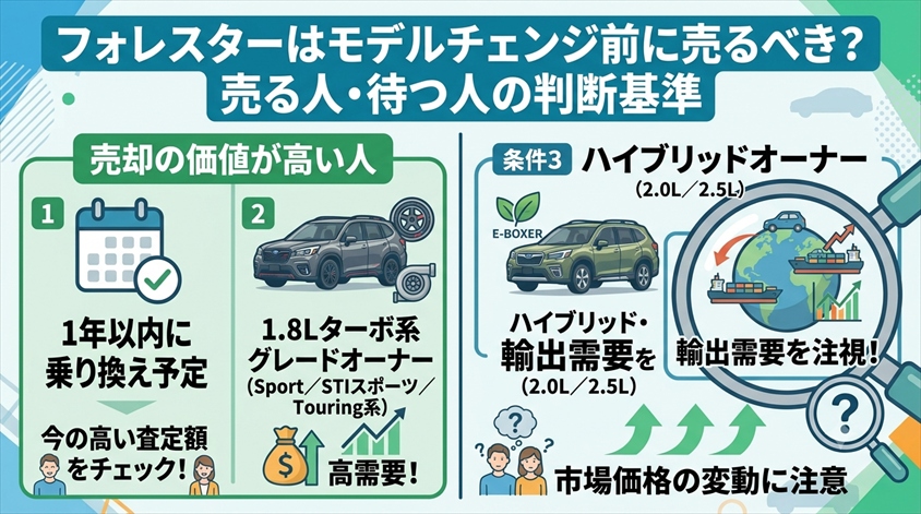 フォレスターはモデルチェンジ前に売るべき?売る人・待つ人の判断基準