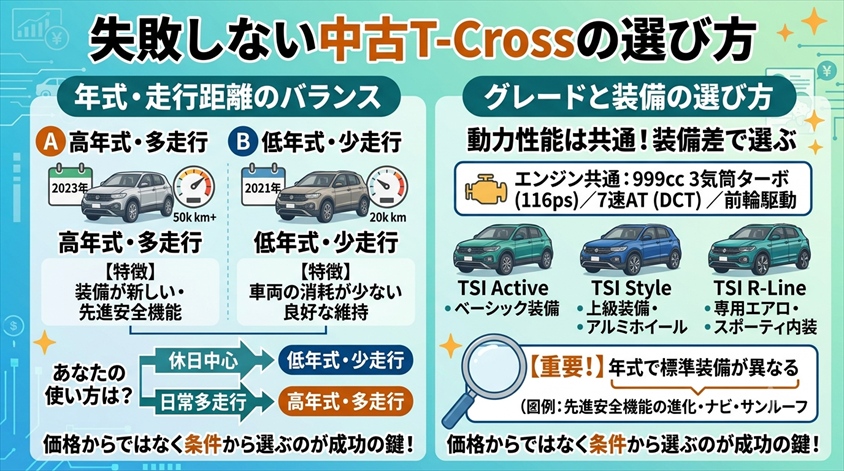 失敗しない中古T-Crossの選び方|年式・走行距離・グレード・装備・状態