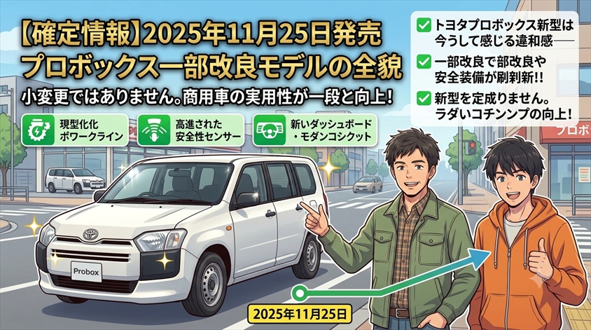 【確定情報】2025年11月25日発売 プロボックス一部改良モデルの全貌