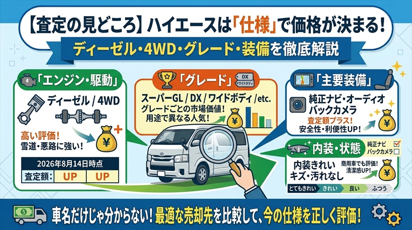 ディーゼル・4WD・グレード・装備は査定でどう見られる?