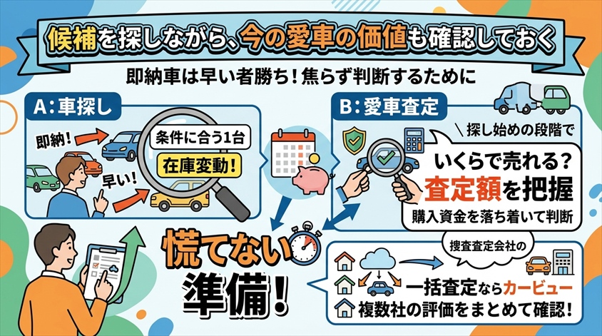 候補を探しながら、今の愛車の価値も確認しておく