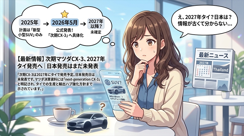 次期CX-3はどこまで公式確定？2025年の投資発表から2026年の正式明記まで