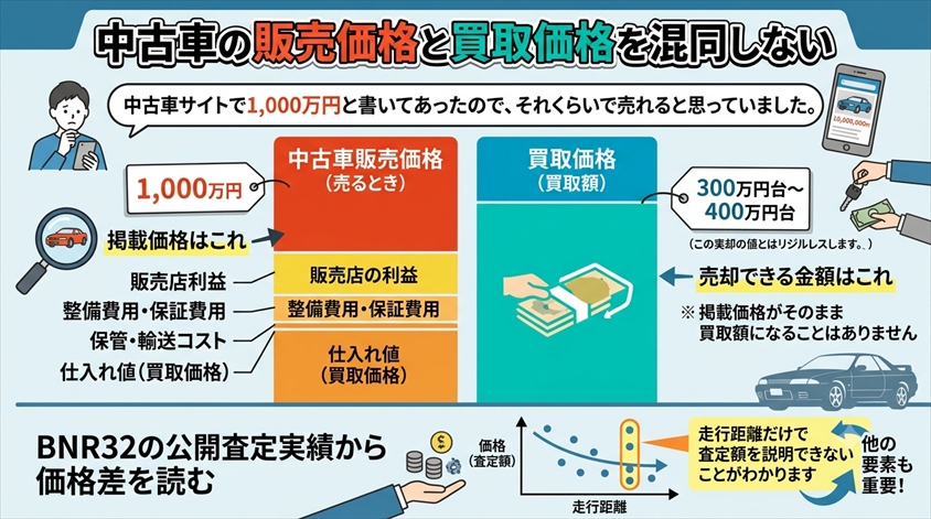 中古車の販売価格と買取価格を混同しない