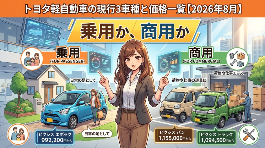 トヨタ軽自動車の現行3車種と価格一覧【2026年8月】