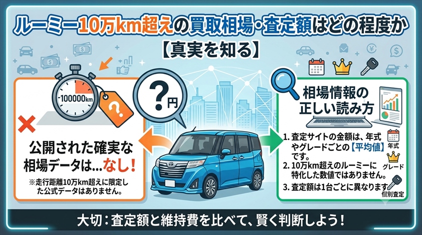 ルーミー10万km超えの買取相場・査定額はどの程度か