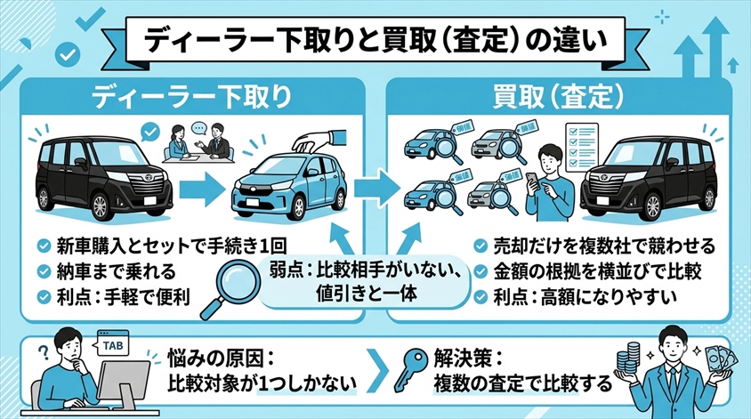 ディーラー下取りと買取(査定)の違い