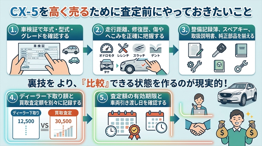 CX-5を高く売るために査定前にやっておきたいこと