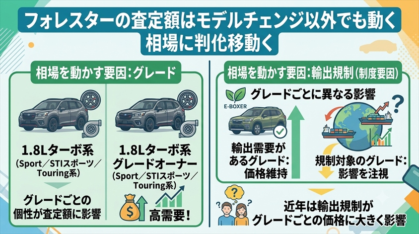 フォレスターの査定額はモデルチェンジ以外でも動く