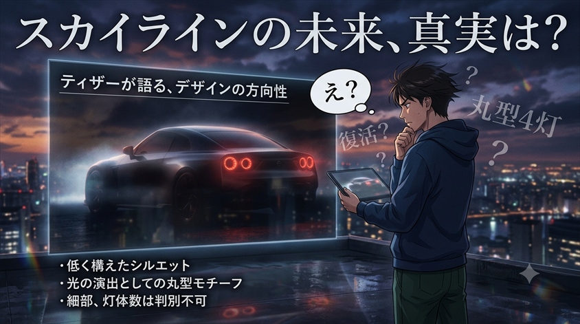 ティザーから読み取れるデザインの方向性|丸型4灯復活は本当か