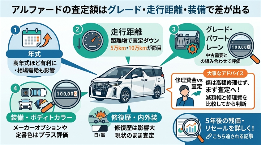アルファードの査定額はグレード・走行距離・装備で差が出る
