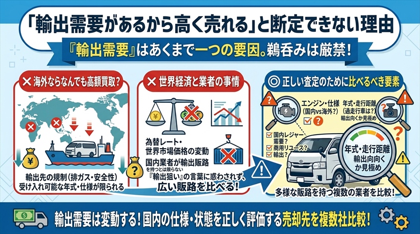 「輸出需要があるから高く売れる」と断定できない理由