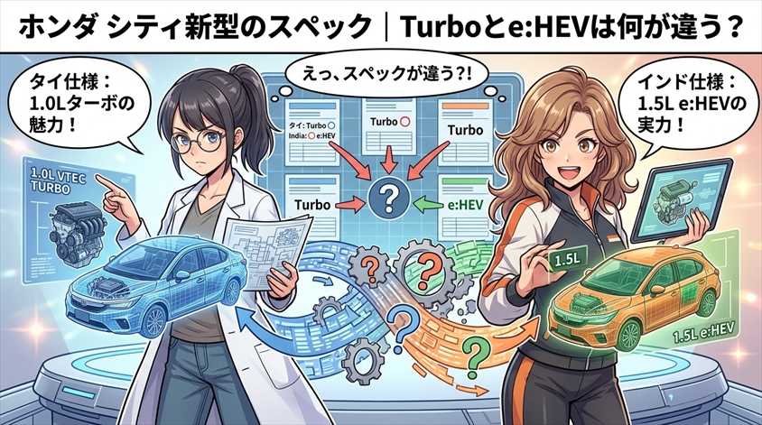 ホンダ シティ新型のスペック|Turboとe:HEVは何が違う?