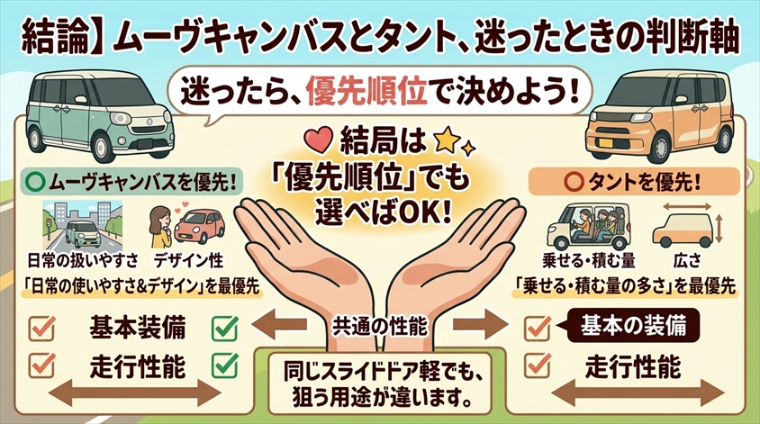 ムーヴキャンバスとタント、迷ったときの判断軸