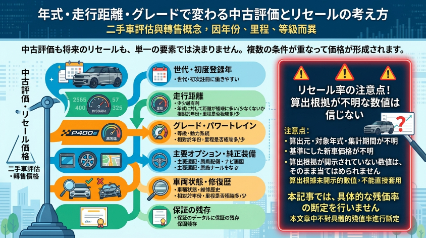 年式・走行距離・グレードで変わる中古評価とリセールの考え方