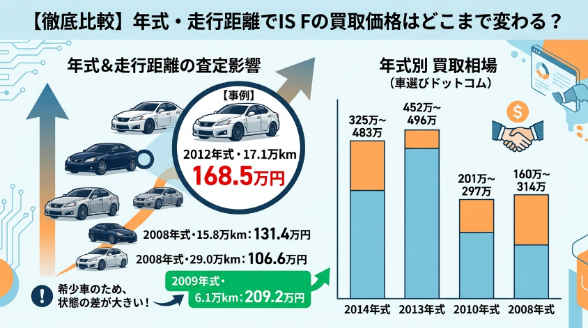 年式と走行距離でIS Fの買取価格はどこまで変わる?